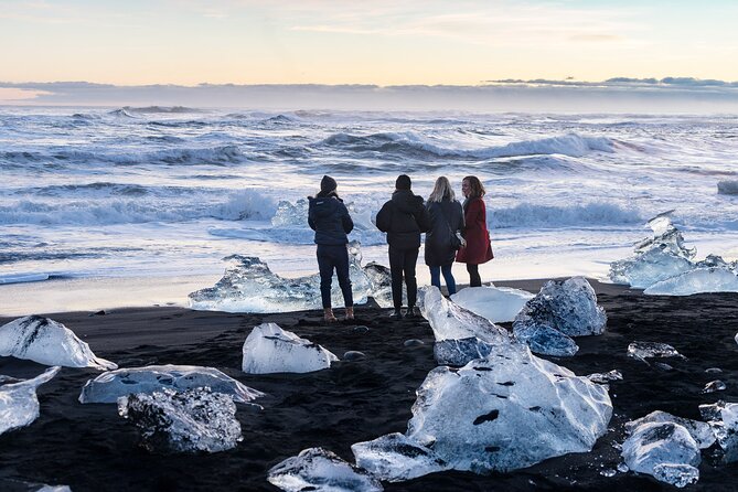 4-Day Iceland: Golden Circle, South Coast, Volcano Hike & Northern Lights - Day 2: South Coast black sand, glacier lagoon ice, and Diamond Beach