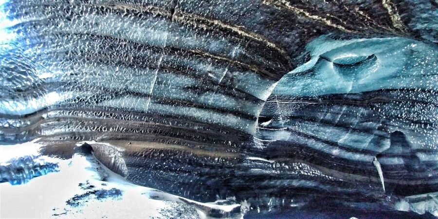 From Vik: Myrdalsjokull glacier and Katla Ice Cave Tour - Katla Ice Cave on Kötlujökull: blue ice, ash bands, and the walk-in reality