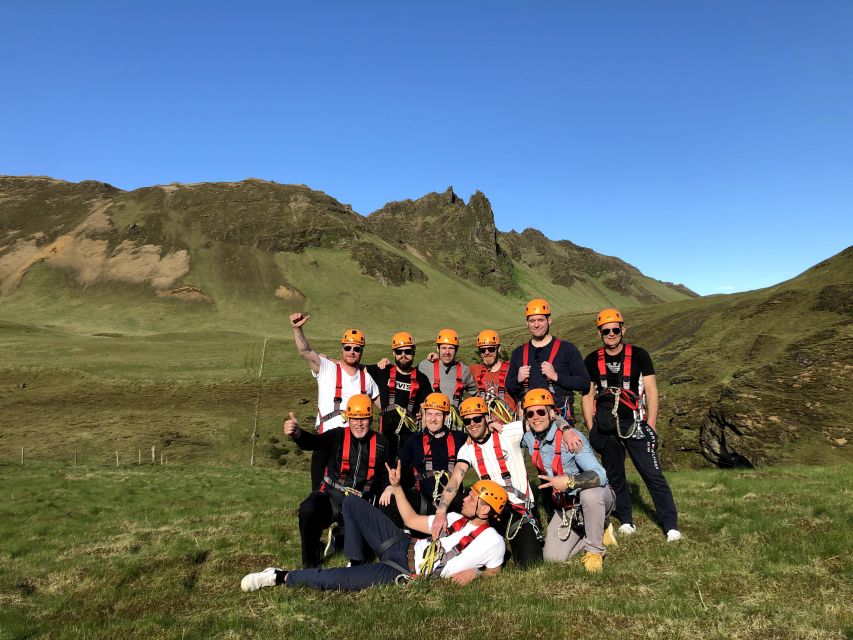 From Vík: Zipline and Hiking Adventure Tour - Starting at Víkurbraut 15: harness up, then walk into the canyons
