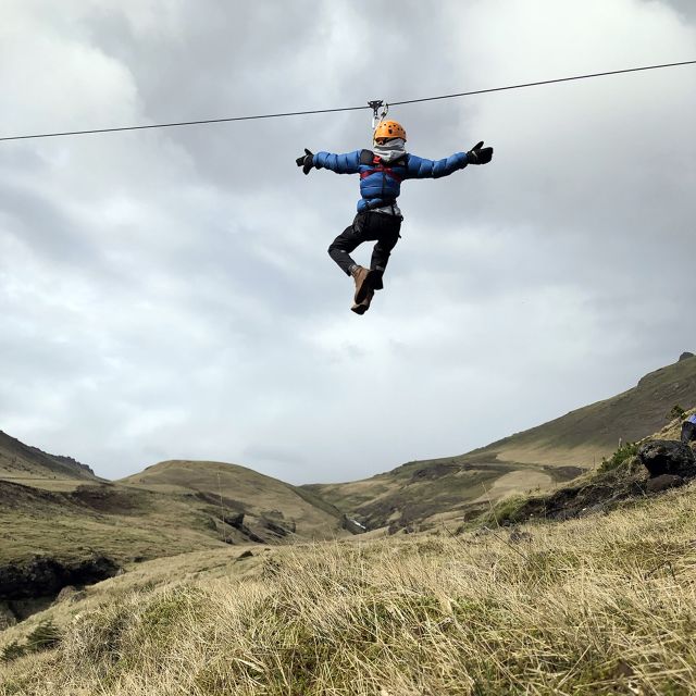 From Vík: Zipline and Hiking Adventure Tour - Little Rush over the waterfall and two canyons, plus a possible bonus jump