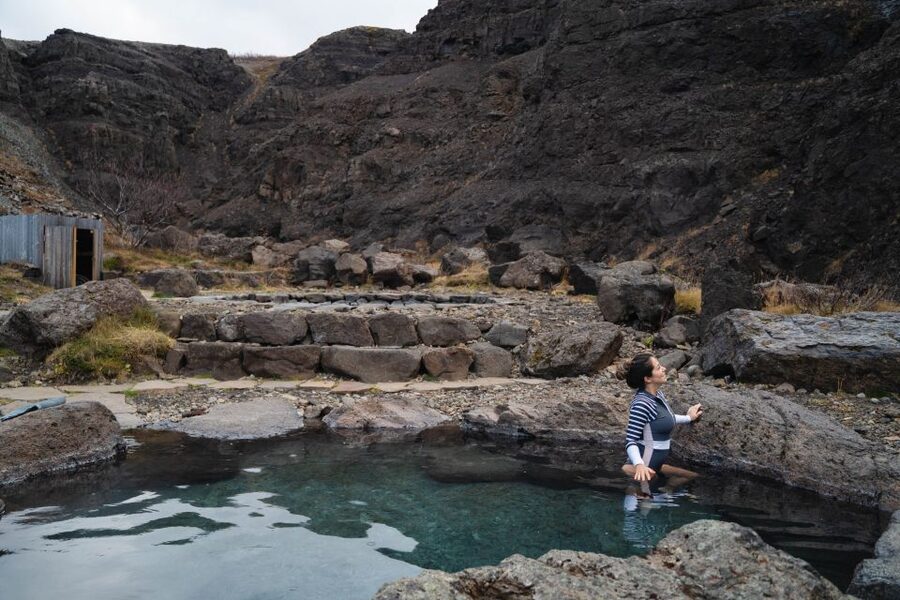 Husafell: Canyon Baths Soak with Short Highlands Hike - Langifoss and the two-tier waterfall moment