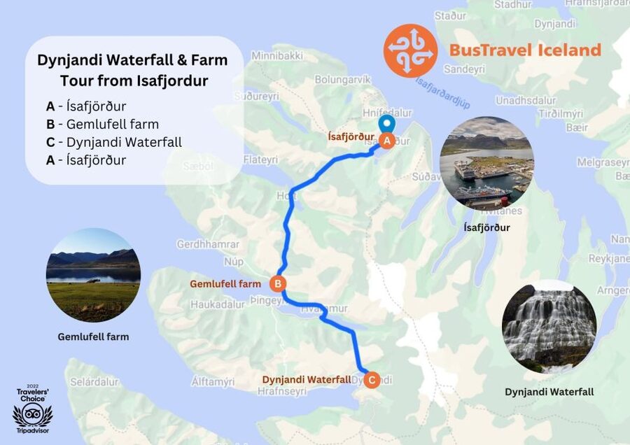 Isafjordur: Dynjandi Waterfall Tour and Icelandic Farm Visit - From the Isafjörður port to Dynjandi, via mountain tunnels