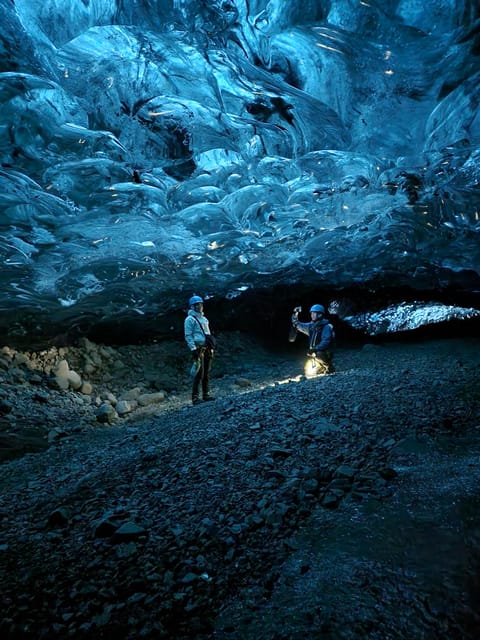 Jökulsárlón: Blue Ice Cave Tour and Glacier Walk - Reaching the blue ice cave: shapes, tunnels, and photo time