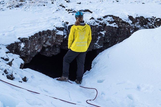 Lava Tunnel Caving with Transfer | Small Group - Inside Leidarendi: helmets on, headlamps lit, and formations in focus