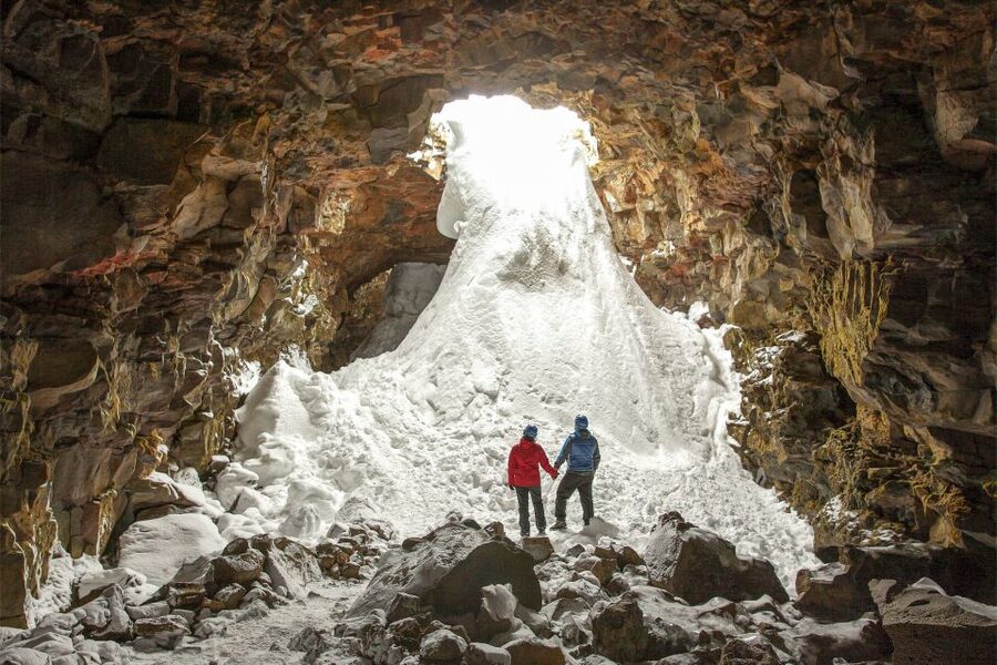 Raufarhólshellir Lava Tunnel: Underground Expedition - Walking the Footbridge Route Through Uneven Lava Terrain