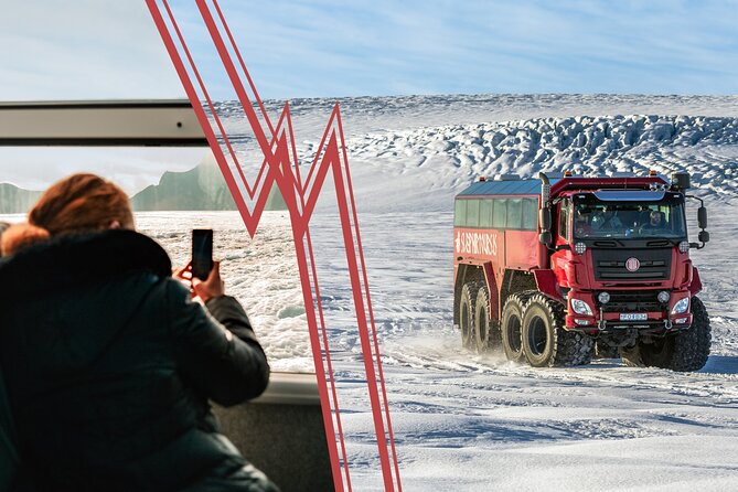 Red Glacier Monster Truck on Langjokull Glacier from Gulfoss - Riding to Langjökull: how the monster truck day actually works