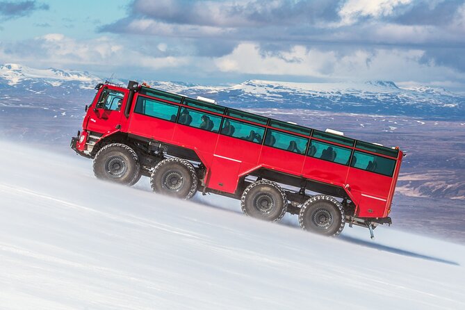 Red Glacier Monster Truck on Langjokull Glacier from Gulfoss - Stop 2 on Langjökull: crampons, sledding, and glacier golf (when conditions allow)