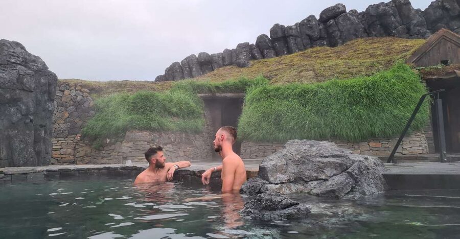 Reykjavik: Golden Circle, Kerid Crater and Sky Lagoon Tour - Gullfoss waterfall: two tiers, big wind, and rainbow odds