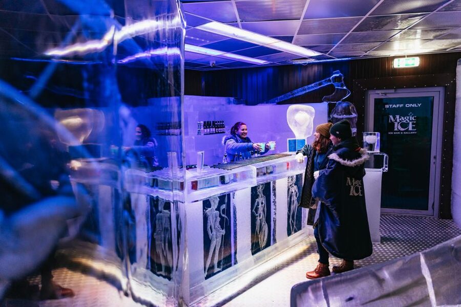 Reykjavik: Magic Ice Bar Entrance and Welcome Drink - Poncho and gloves, then the ice gallery with Viking scenes