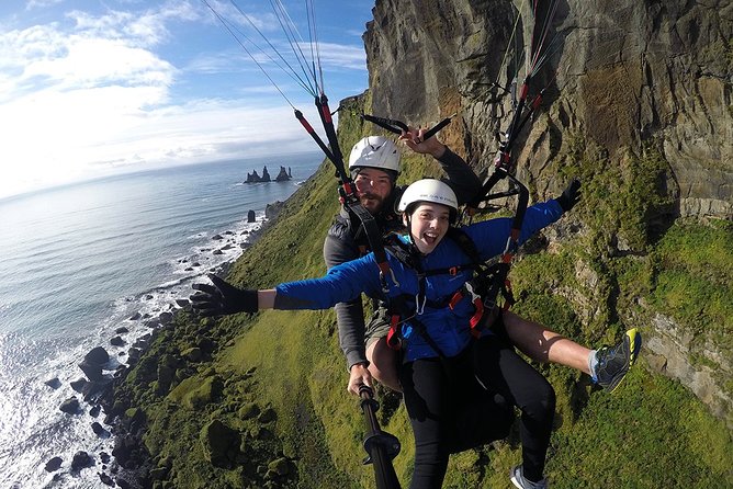 Tandem Paragliding Flights from Vik - The flight over black beaches and sea cliffs, plus the thermal thrill