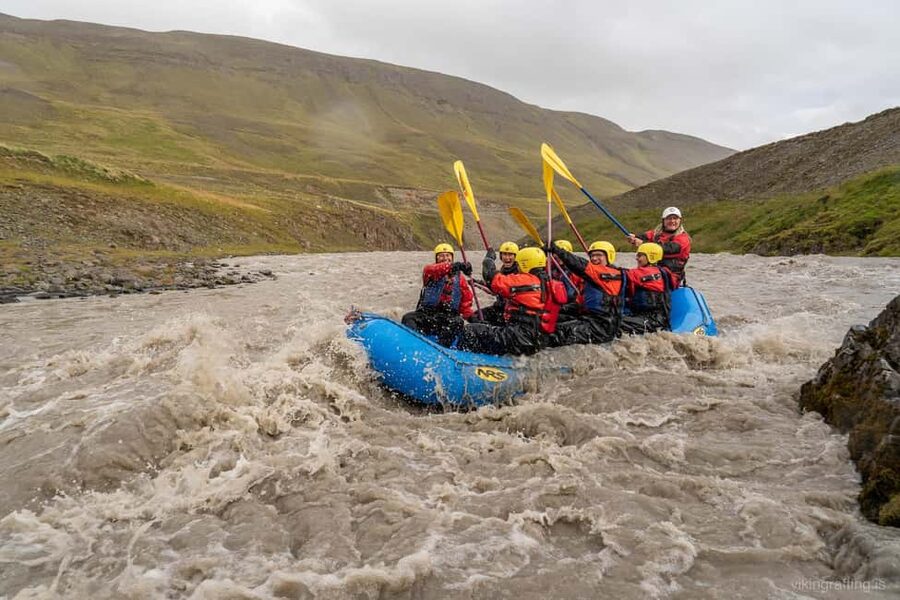 Varmahlíð: Guided Family Rafting Trip - Rafting time on the West Glacial River: gentle rapids, canyon views, and hot-spring atmosphere